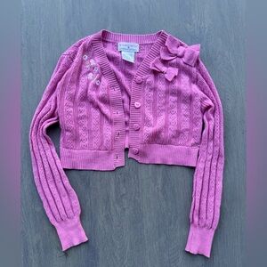 LoveShackFancy and American Girl Pink Cropped Cardigan Sweater